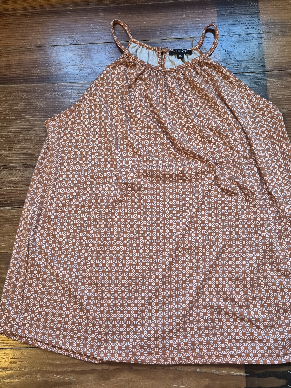 Papermoon Rust Orange White Floral Halter Camisole- XL